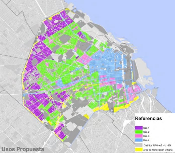 Mapa de usos y mixturas para habilitación comercial en CABA Mapa de la Ciudad de Buenos Aires con zonas diferenciadas por mixturas urbanas, indicando dónde es posible gestionar una habilitación comercial en CABA