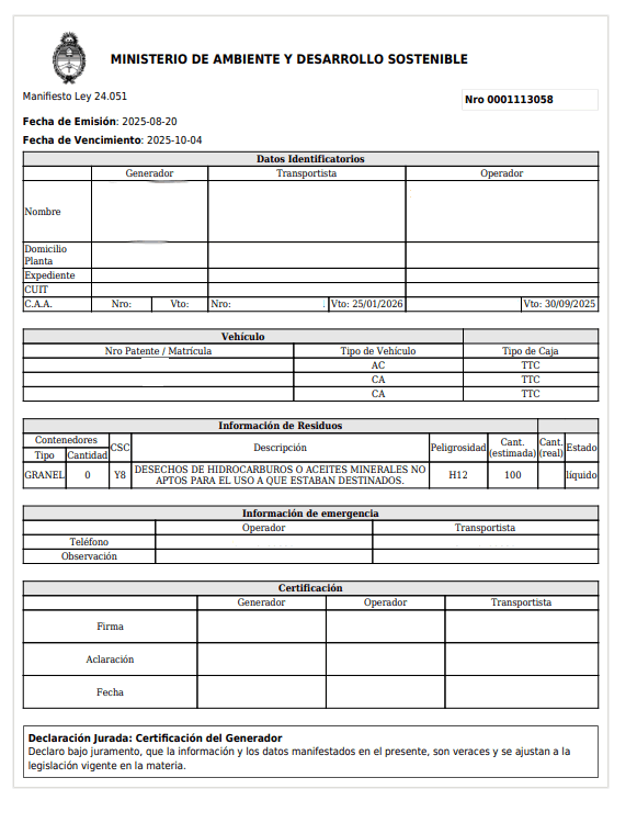 manifiesto simel residuos peligrosos Residuos especiales y peligrosos. Inscripcion y alta en Simel
